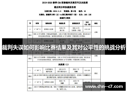 裁判失误如何影响比赛结果及其对公平性的挑战分析