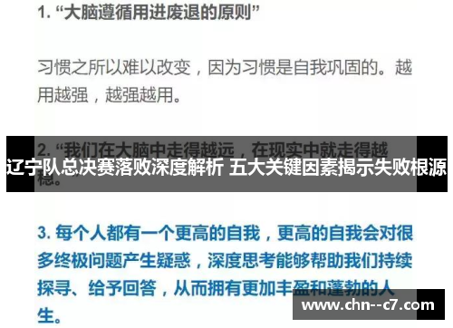 辽宁队总决赛落败深度解析 五大关键因素揭示失败根源